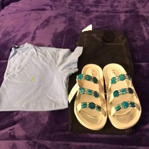 Ralph Lauren Polo Sport Shirt, Jeggings and Sandals Bundle Size S